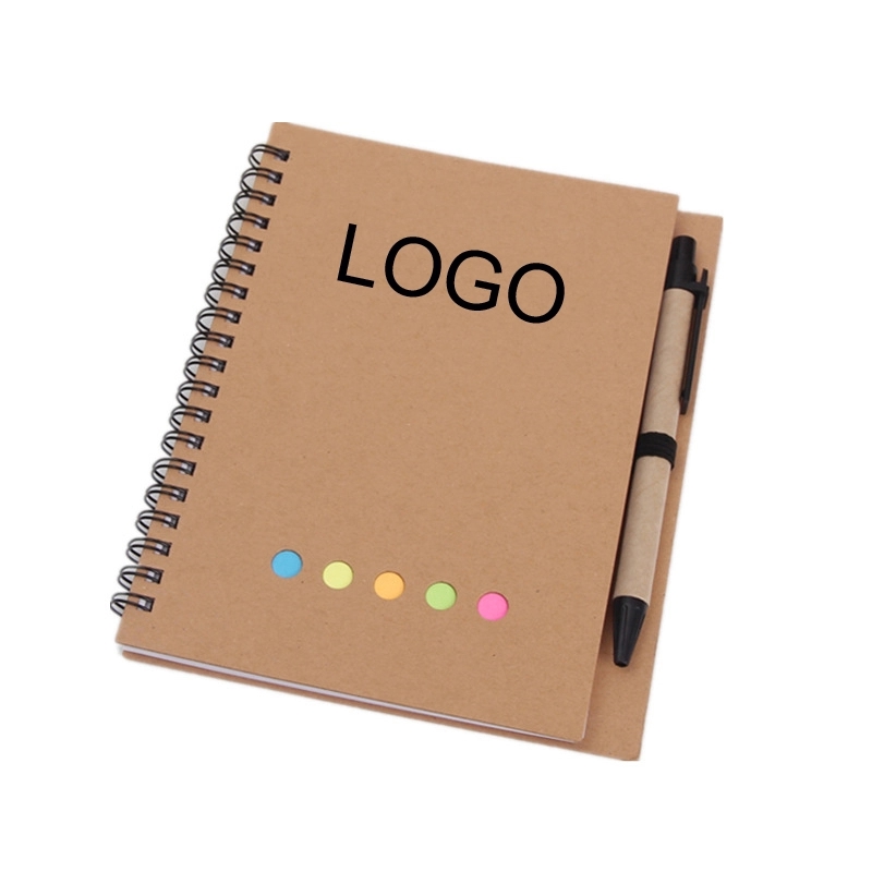 Recycled Spiral Notebook With Pen & Sticky Notes 3