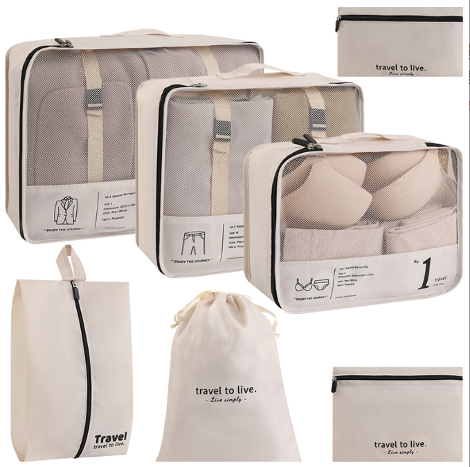 7-piece travel storage bag set for clothes and shoes 1