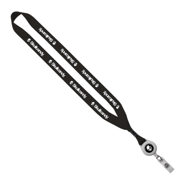3/4" Polyester Lanyard with Metal Crimp & Retractable Badge Reel 189