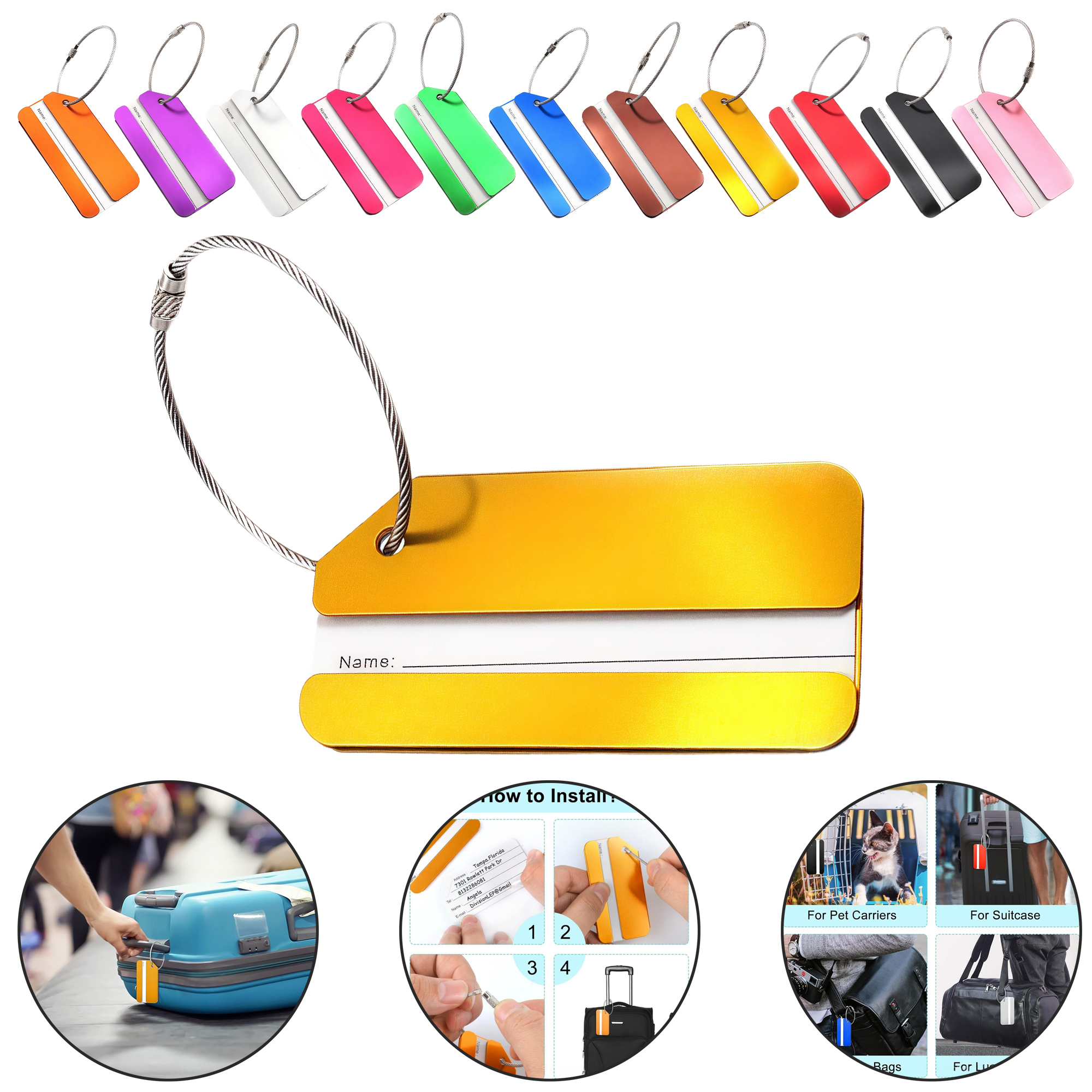 Durable Aluminum Luggage Tag for Travel - Lightweight 7