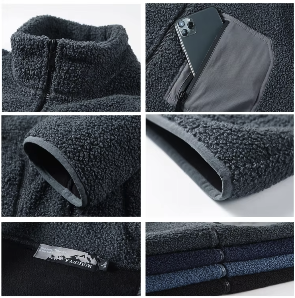 Men's Fleece Jackets Lightweight Full-Zip Fall Jacket 3