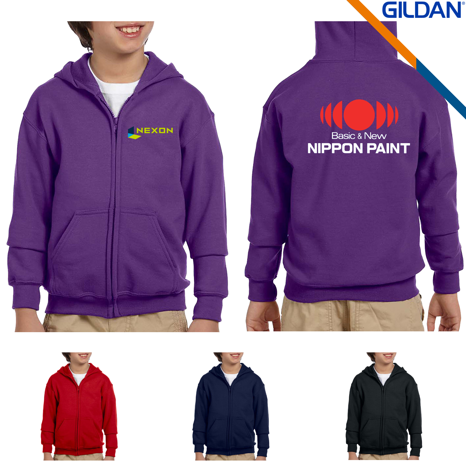 Gildan® Heavy Blend Youth Full Zipper Sweatshirts, custom hoodie or sweatshirt with logo imprint 3