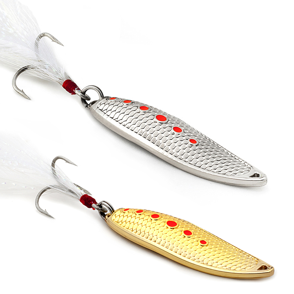 15 Gram Spoon Fishing Lure with Feather Treble Hooks 3