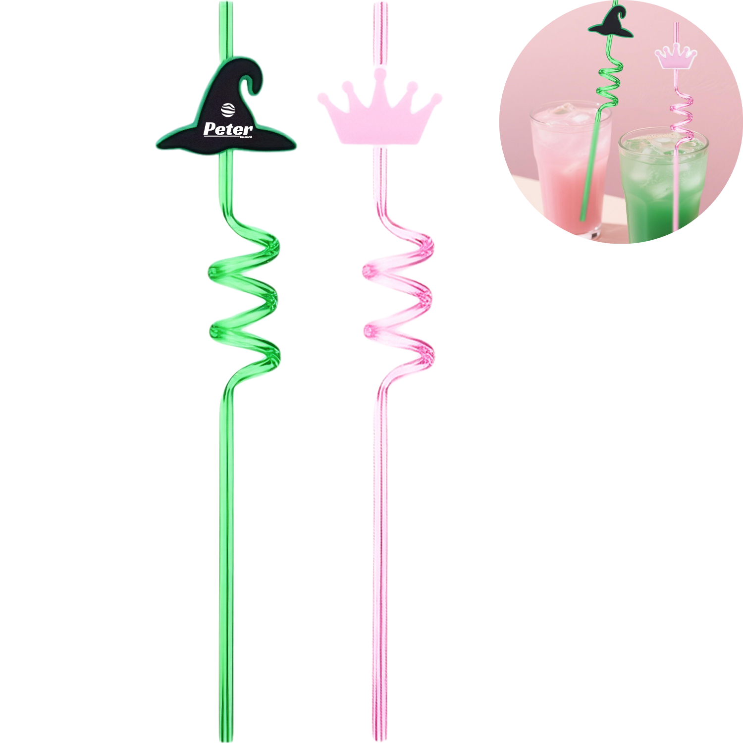 Plastic Reusable Spiral Witch Drinking Straws 2