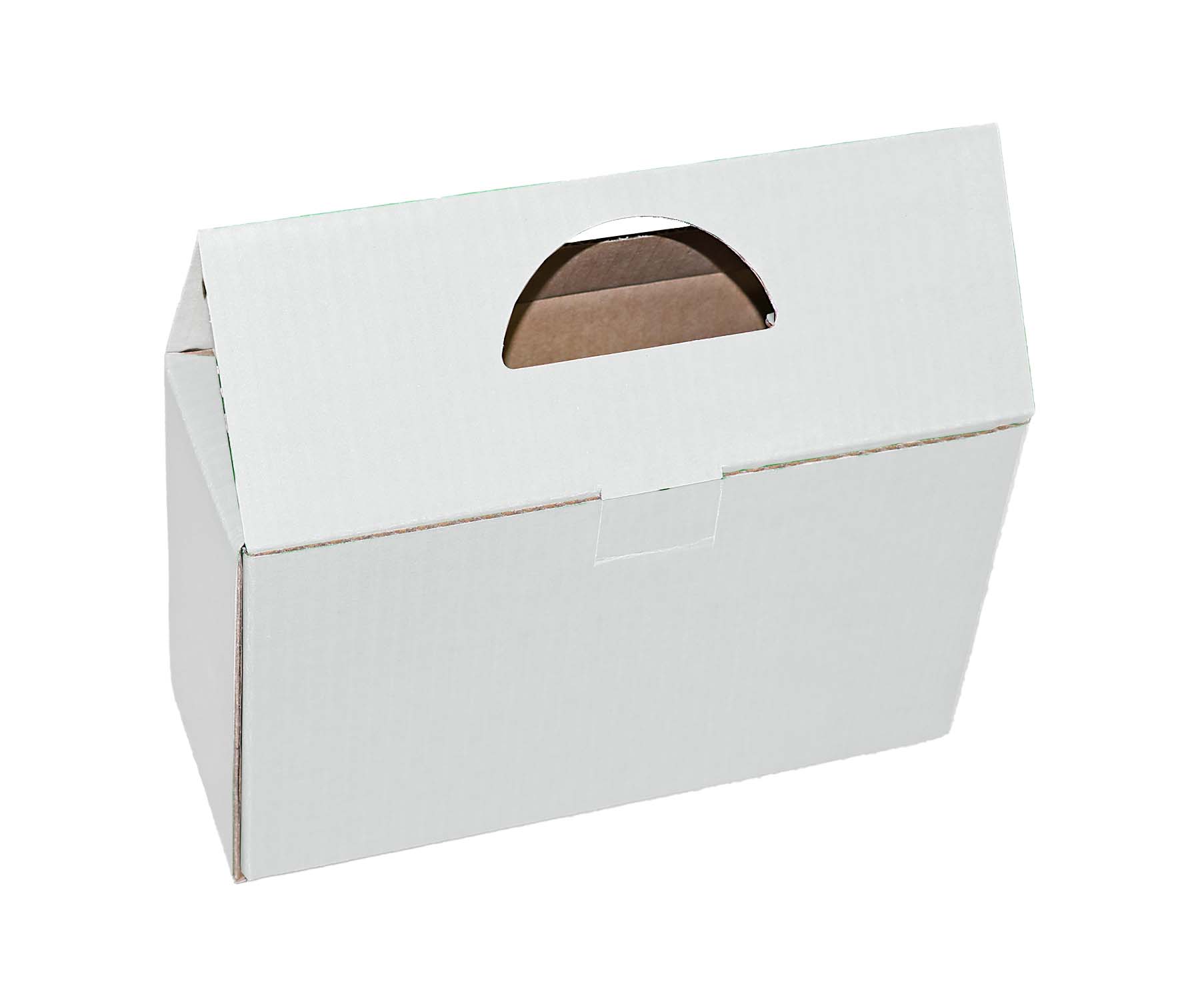 9 5/8" x 3 3/4" x 8 1/4" - B-Flute Box with Handle 1