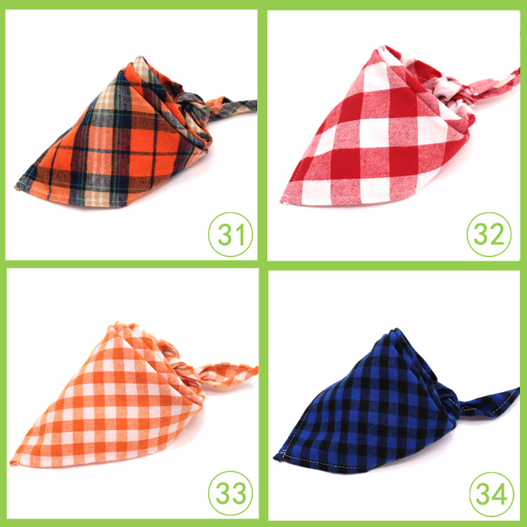 Dog Bandana Plaid Reversible Triangle Bibs Scarf 18