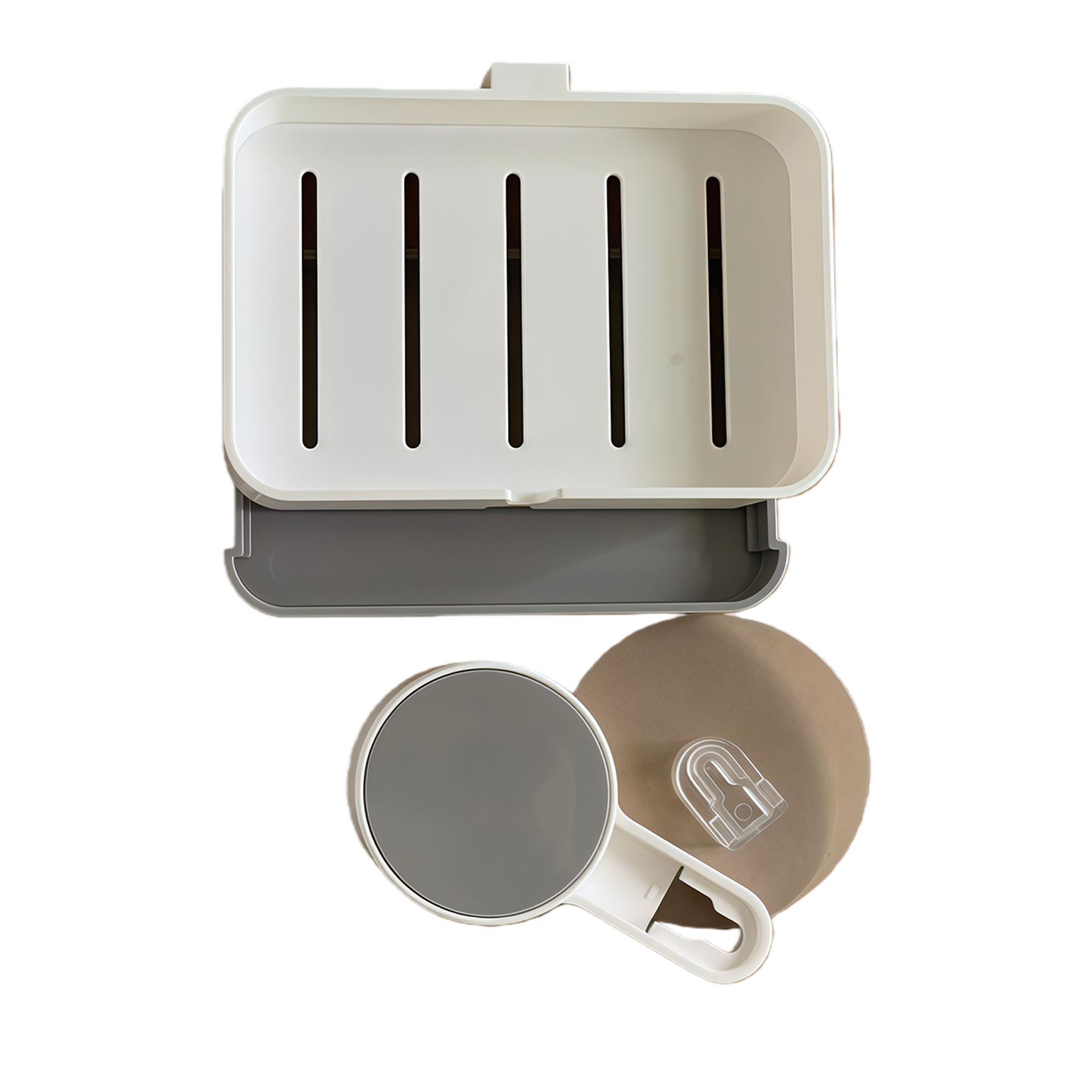 Drawer-style drainable soap dish 3