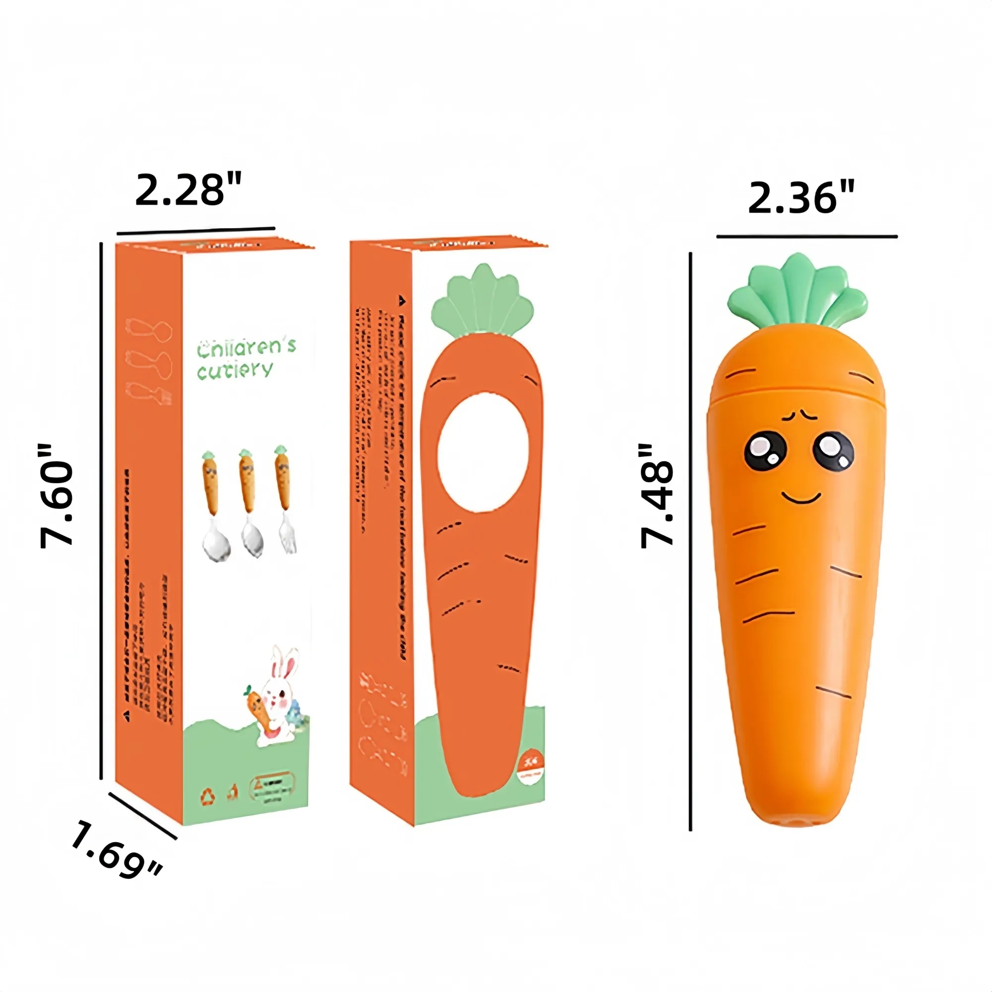 Cute Radish-Shaped Baby Stainless Steel Flatware Set 3