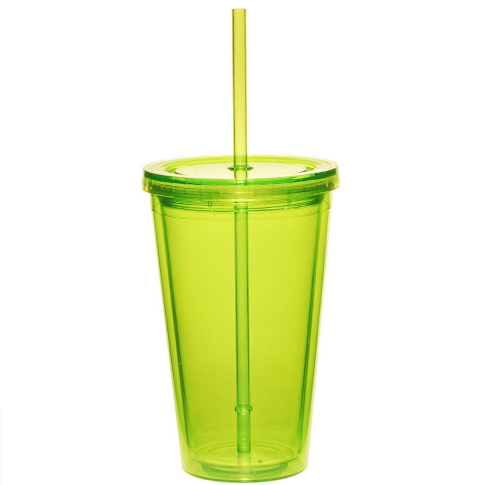 16 oz Double Wall Acrylic Tumbler with Straw 16
