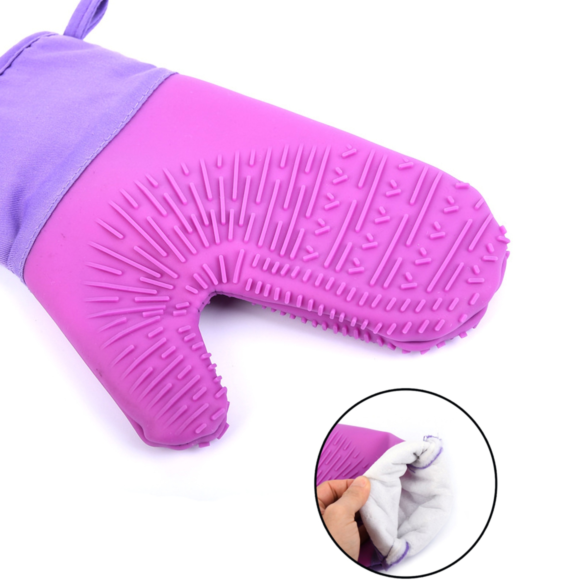 Heat Resistant Silicone Kitchen Gloves w/Cotton Lining 2