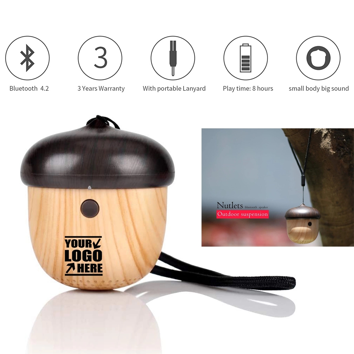 Nuts Mini Bluetooth Speaker With Wood Graining Design 5