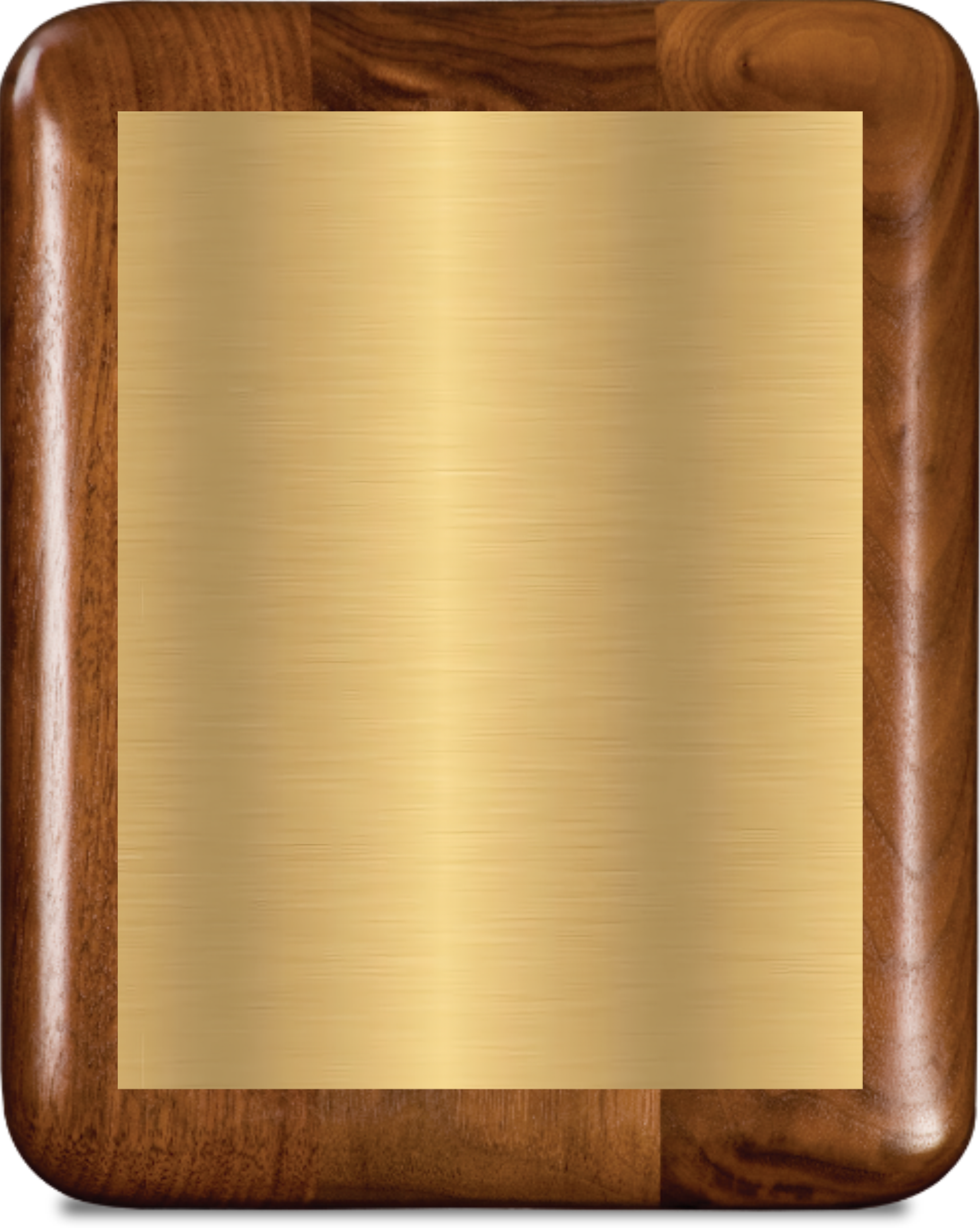 Walnut Elliptical Edge Round Corner Plaque/w Single Plate 13