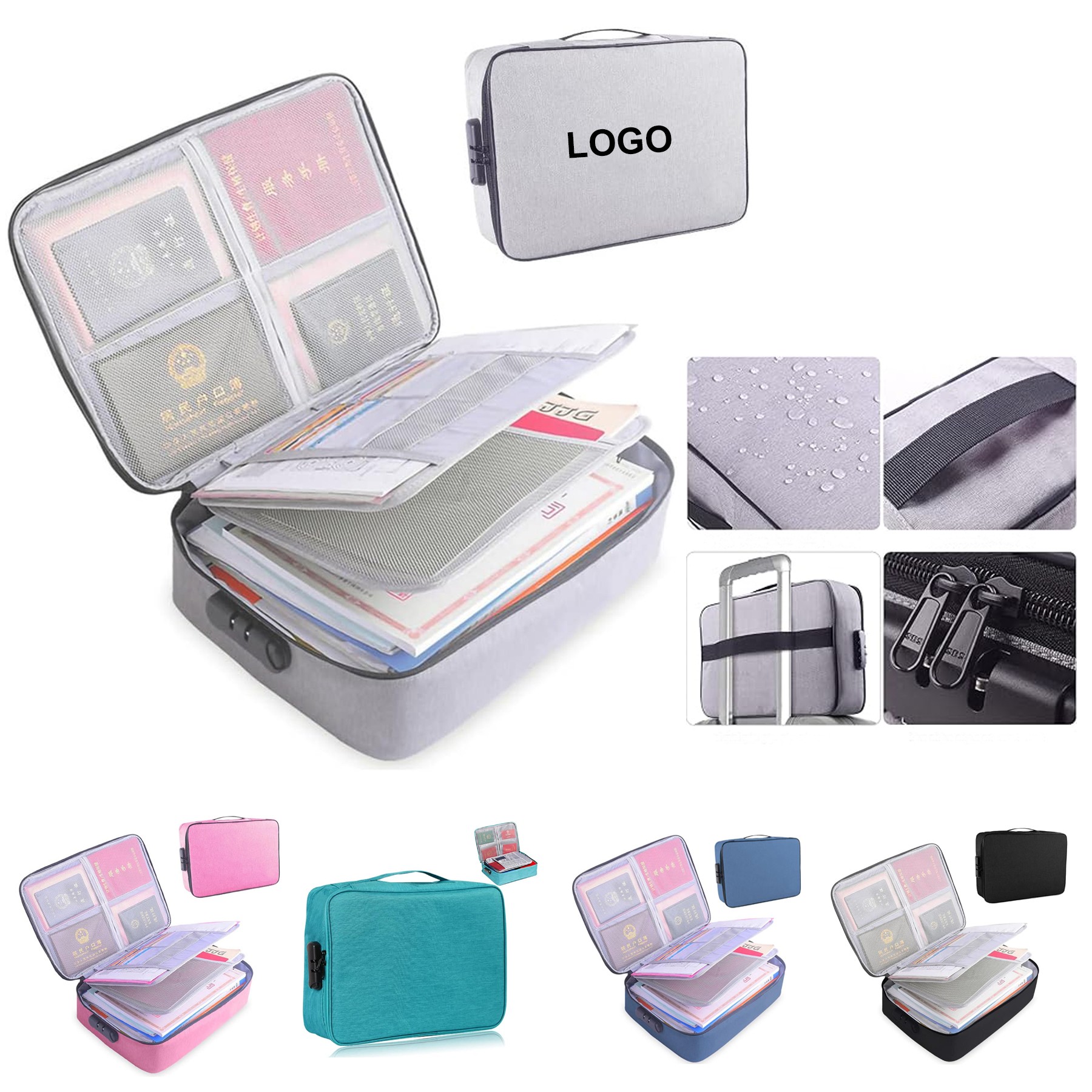 Multi-Layer Storage Pouch Credential Document Organizer Bag