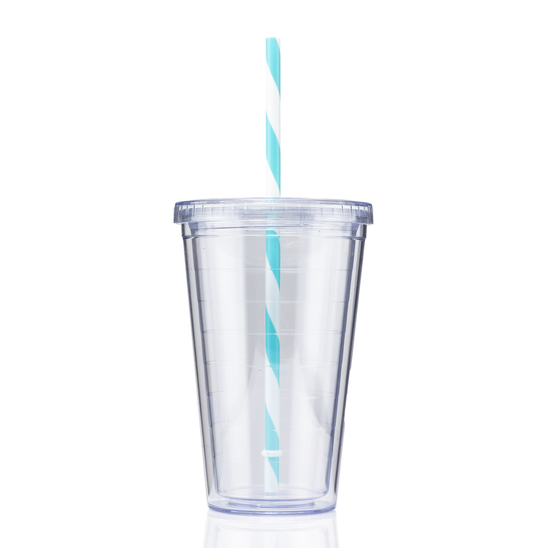 16 oz Slurpy with Colored Lid & Striped Straw Tumbler 16