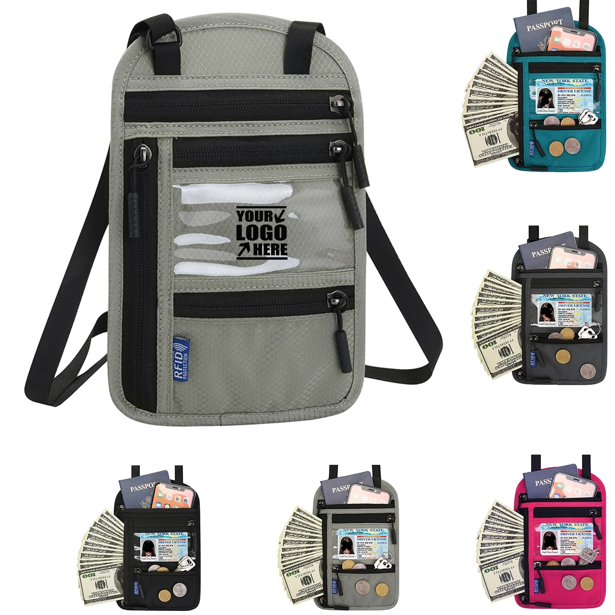 RFID Neck Pouch Passport Holder 2