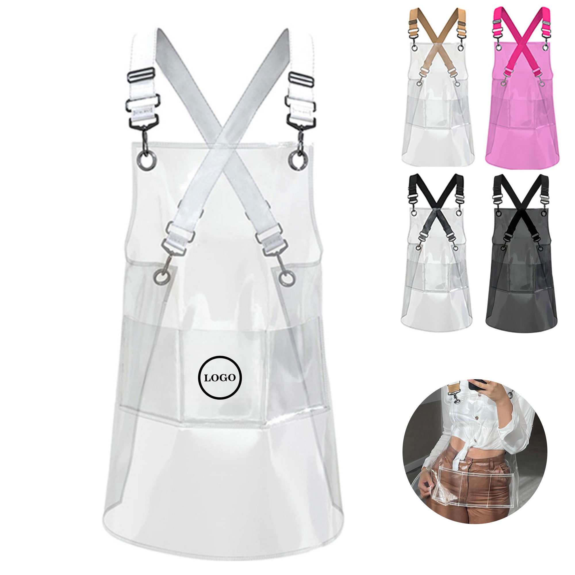 Waterproof Cross-Back Salon Apron with 3 Pockets 2