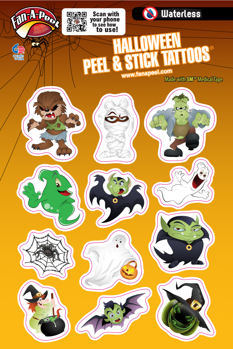 Waterless Peel & Stick Tattoo Custom Assortment Sheet - Die Cut to Shape - Full Color 1