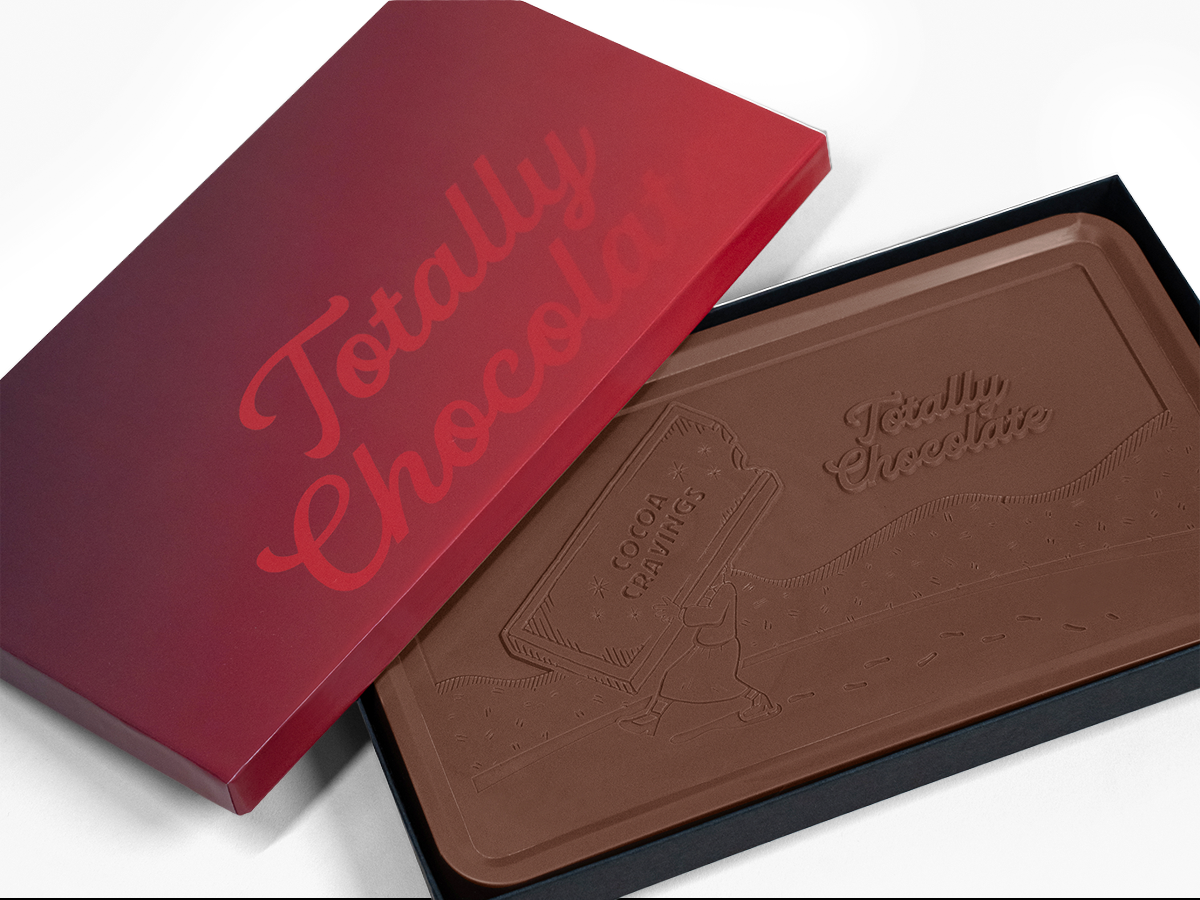 9"x5" Custom Decorated Chocolate Shape with Classic Custom Packaging