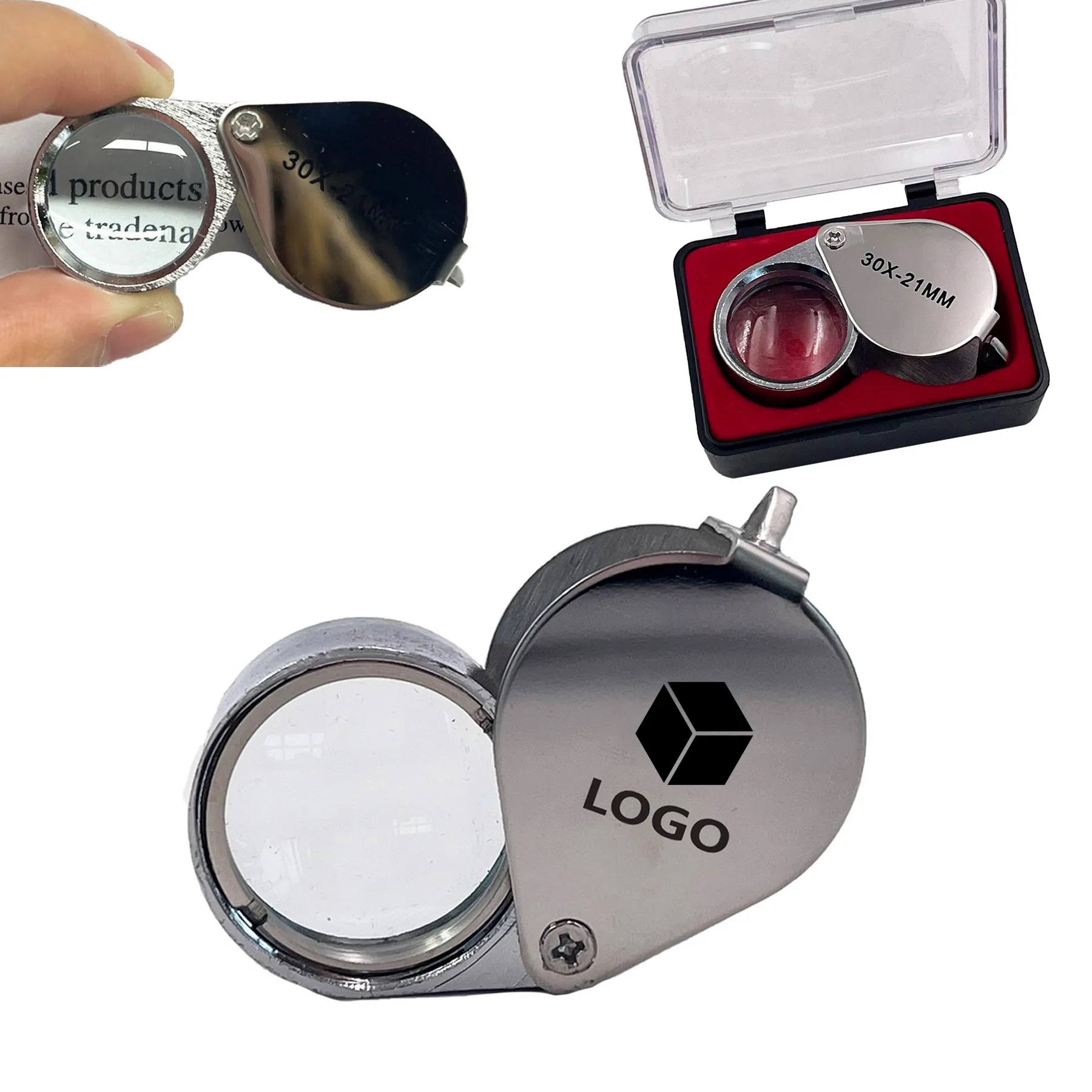 30X Glass Jewelers Loupe Foldable Magnifier With Case MOQ50 2