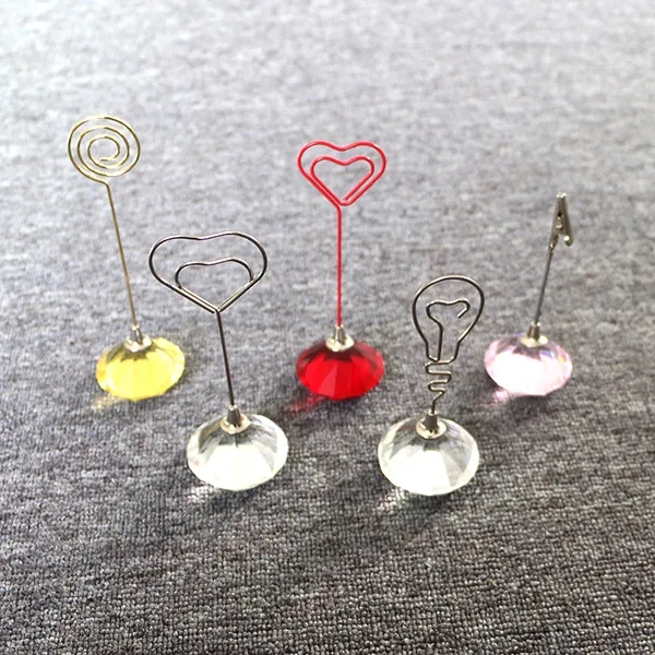 Crystal Diamond Base Place Paper Holders Clips 4