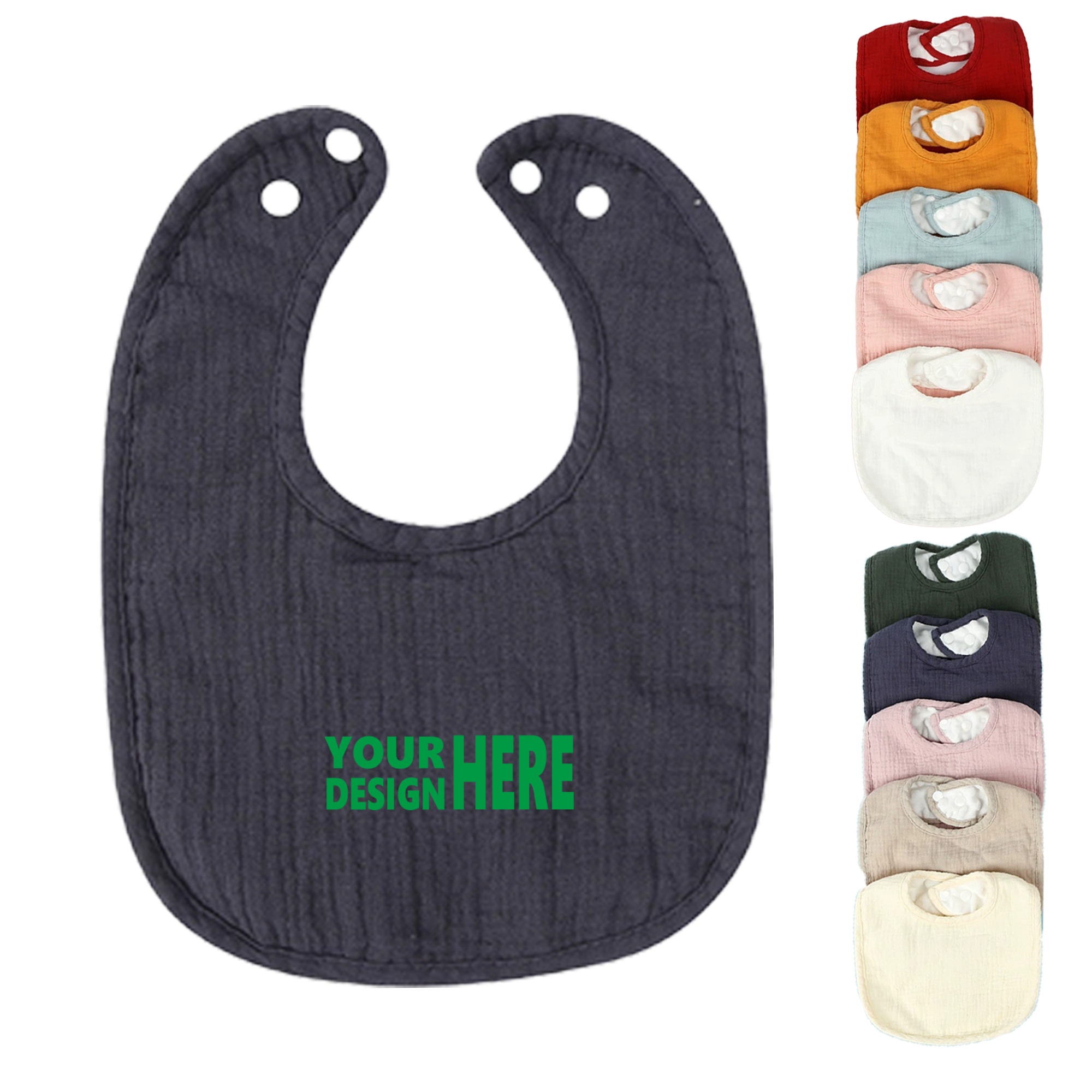MOQ50 Absorbent Cotton Baby Bibs with Waterproof Backing 2