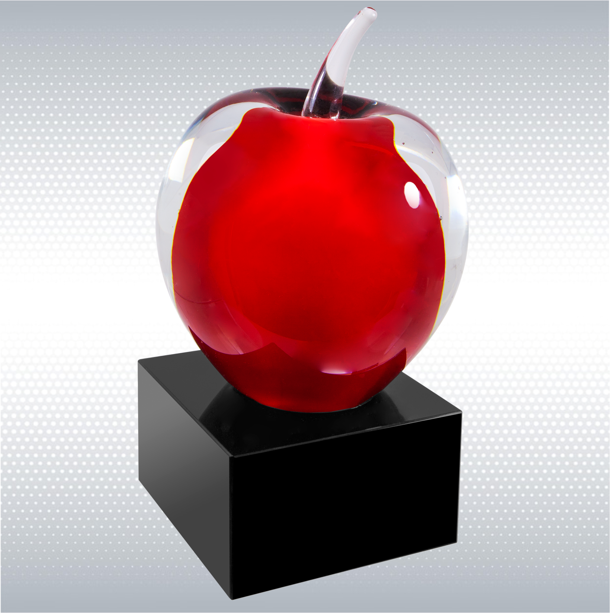 5 3/4" Red and Clear Glass Apple with Black Base 3