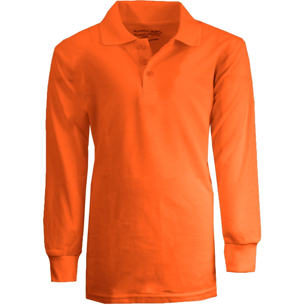 Boys' Uniform Polo Shirts - Sizes 16 - 20 Orange Long Sleeve 2