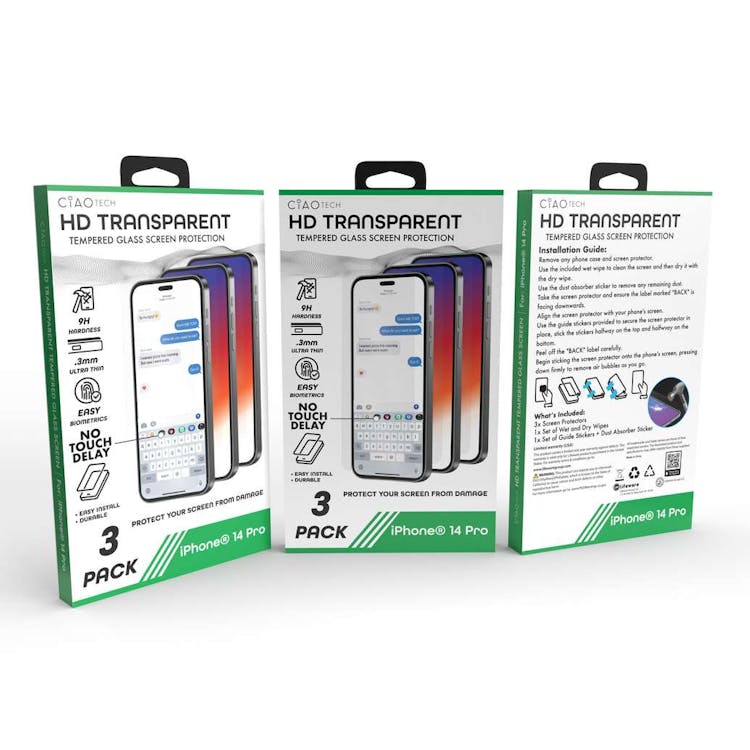 Iphone 14 Pro Glass Transparent Screen Protector 3pk 1