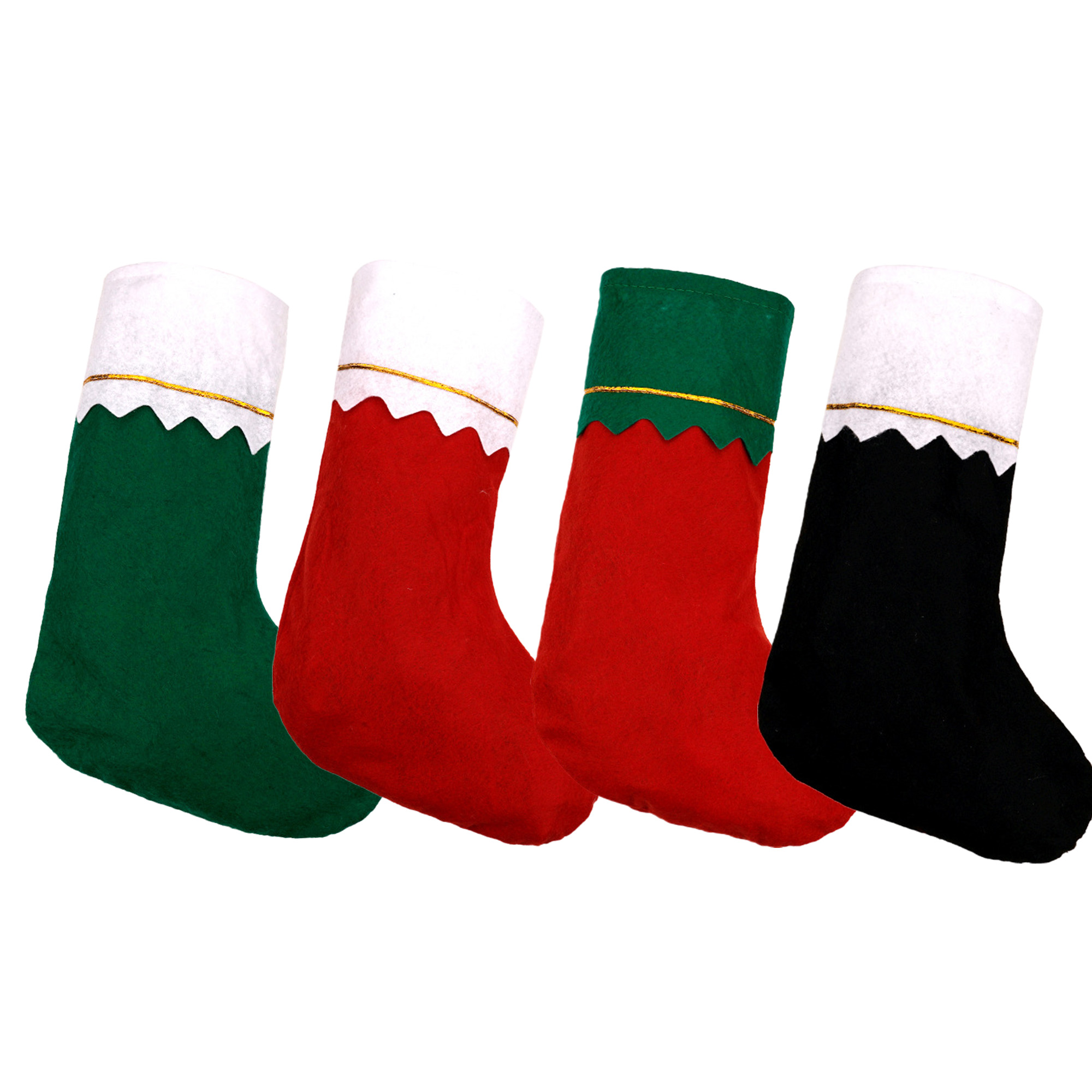 Multi-Color Christmas Stockings with Festive Gold Trim 3