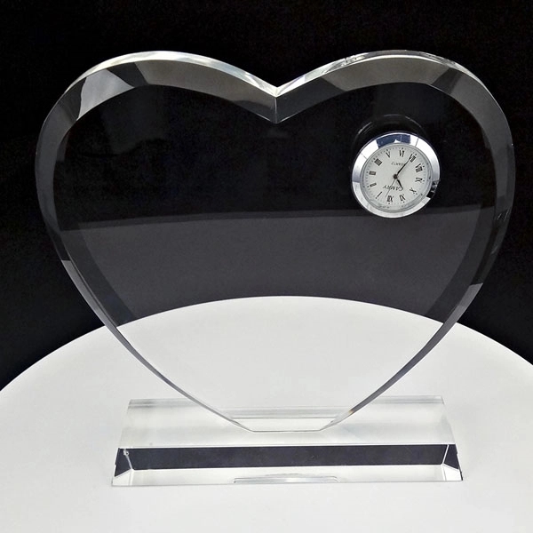 Heart shaped Crystal Clock Trophy 4