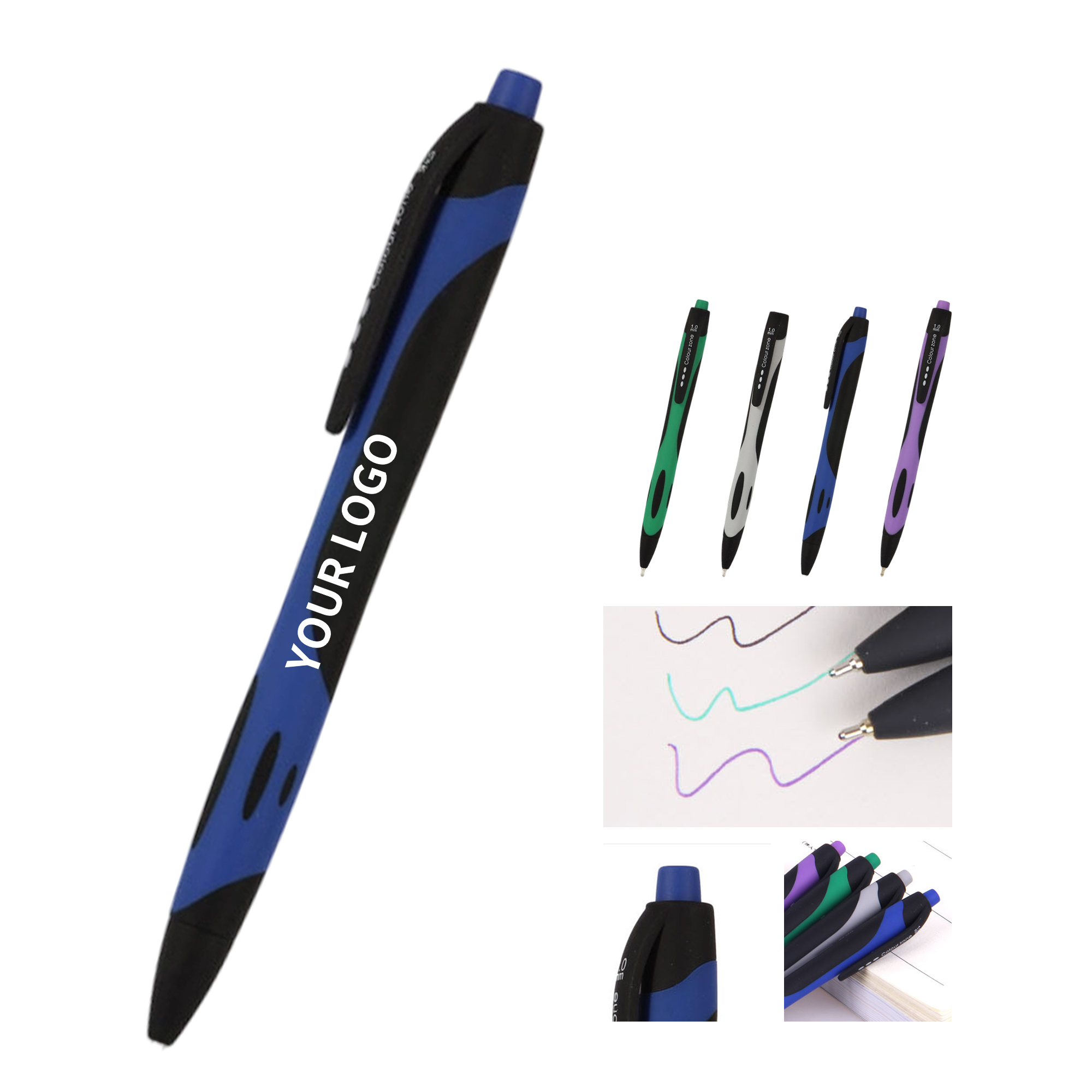 Rubberized Ballpoint Pen Low Viscosity Ink 5.8" x 0.4" 4