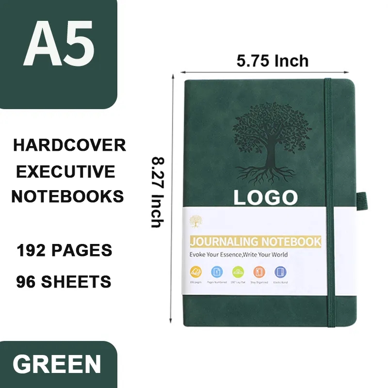 A5 Leather Lined Journal Hardcover Executive Notebooks 5