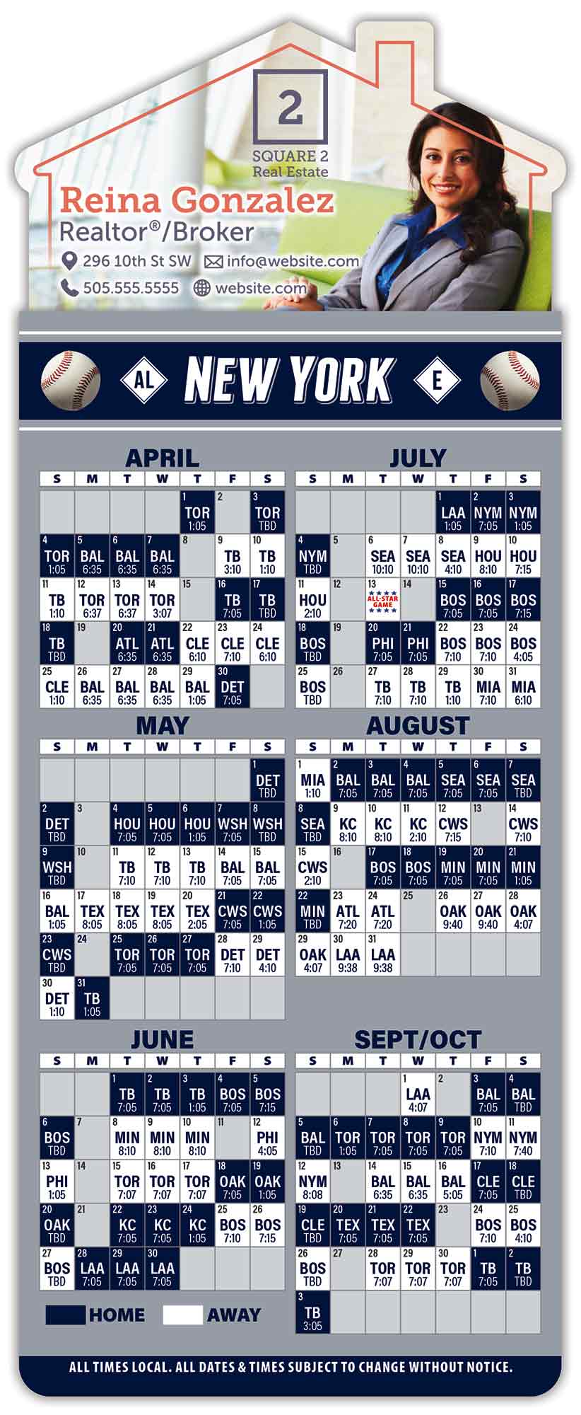 Magna-Card House Shape Magnet - Baseball Schedules (3.5 x 9) 1