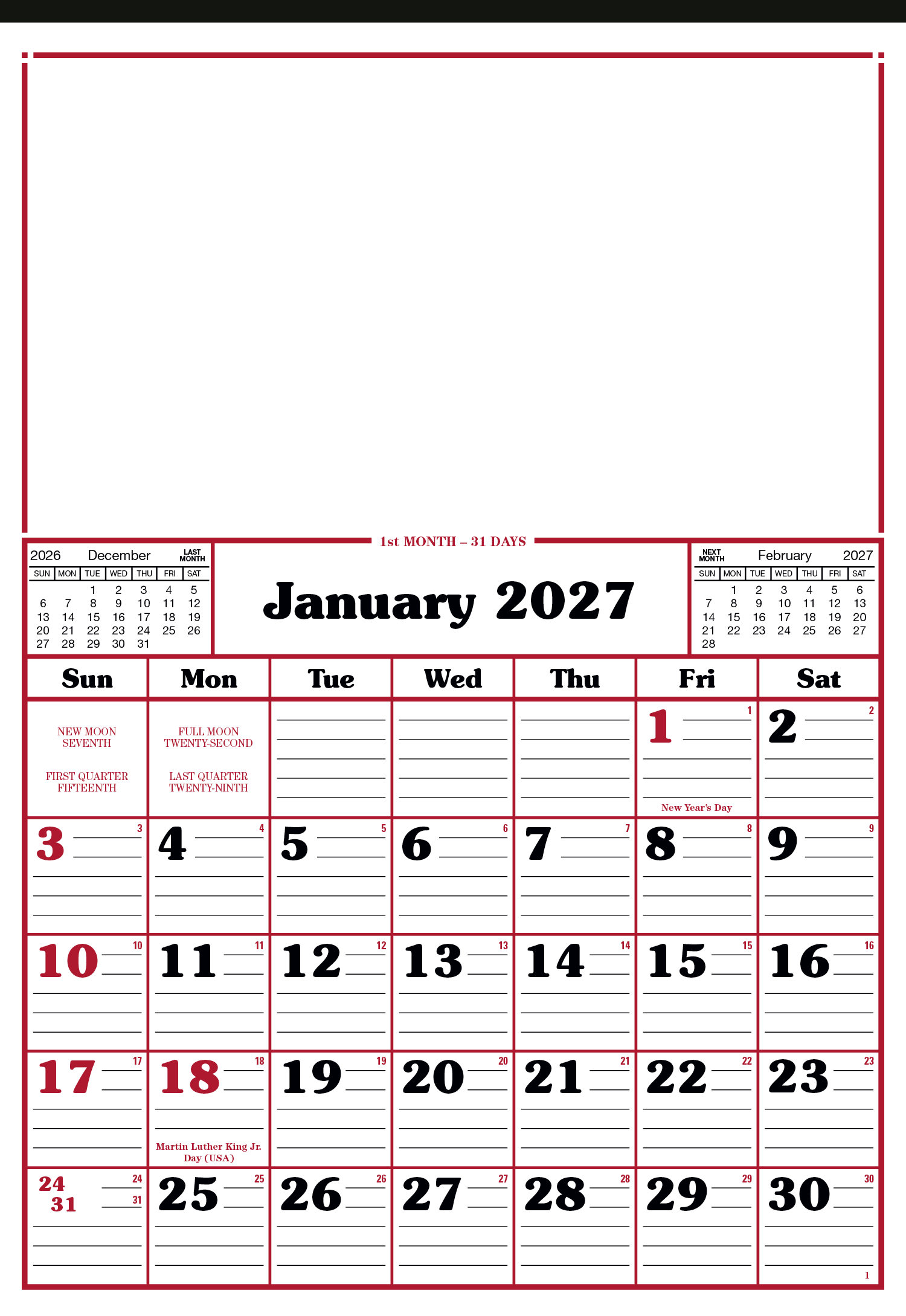 Skinner & Kennedy® Commercial 12-Sheet Calendar 15