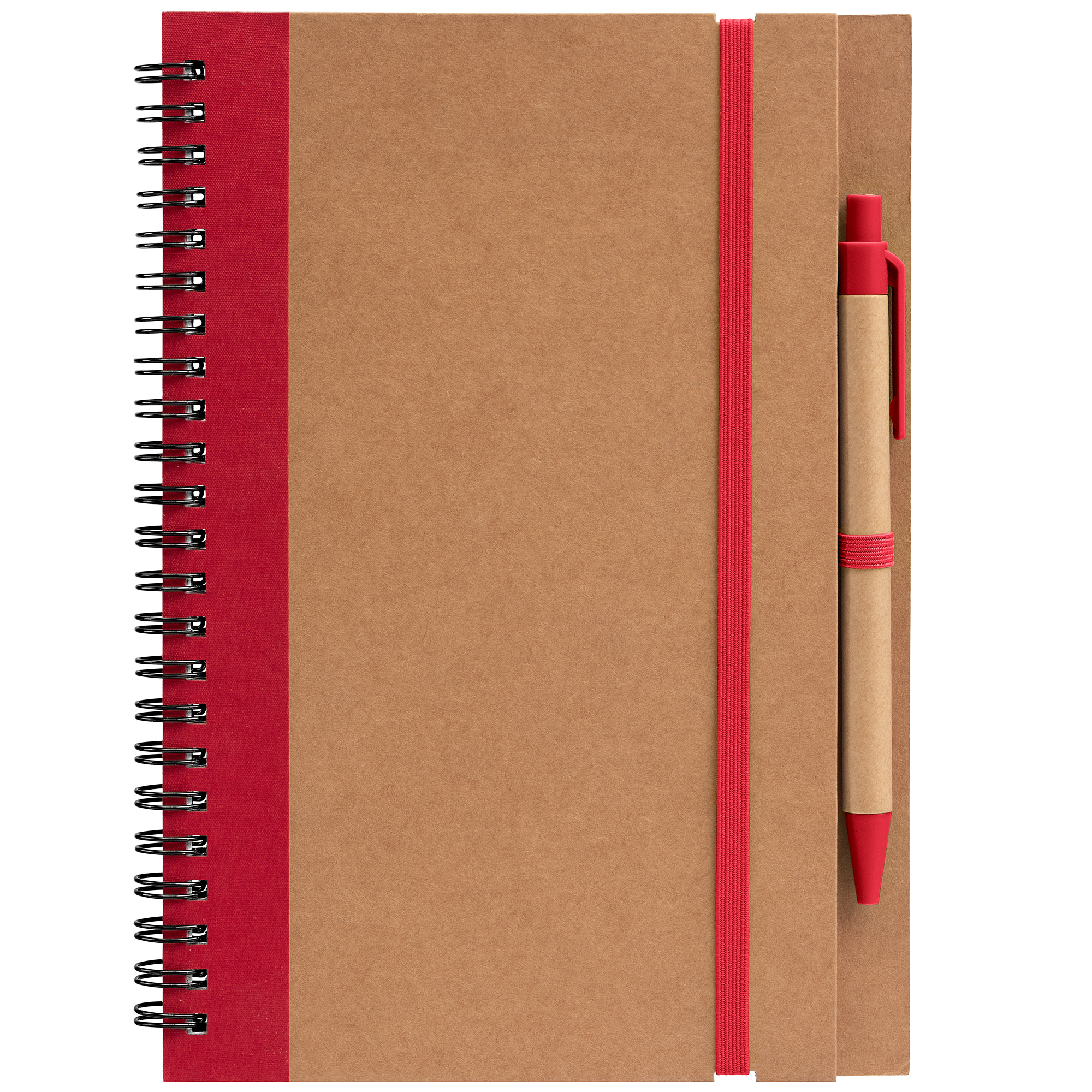 Kraft Hard Cover Spiral Notebook with Pen 25