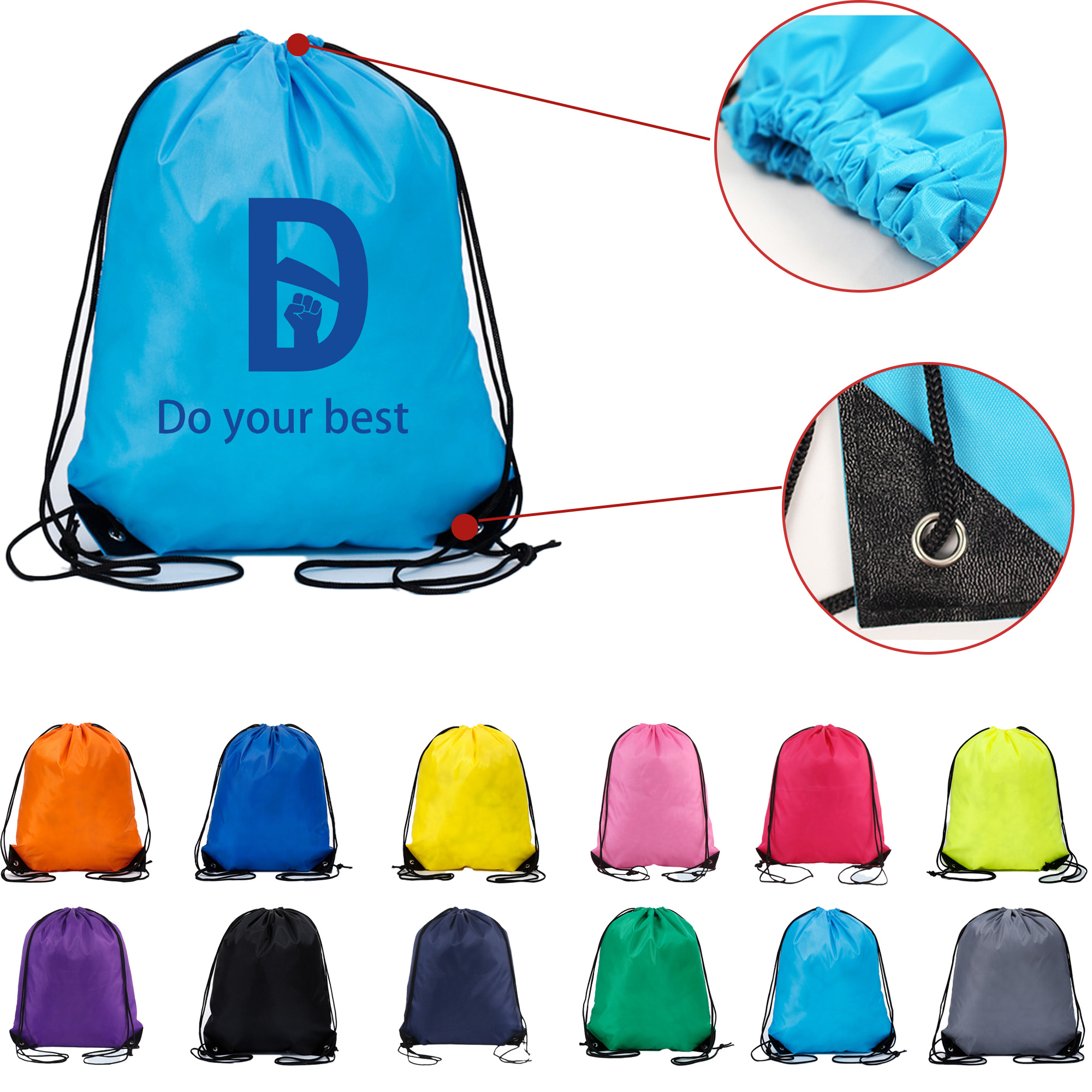 MOQ 50 210D Polyester String Bag 2