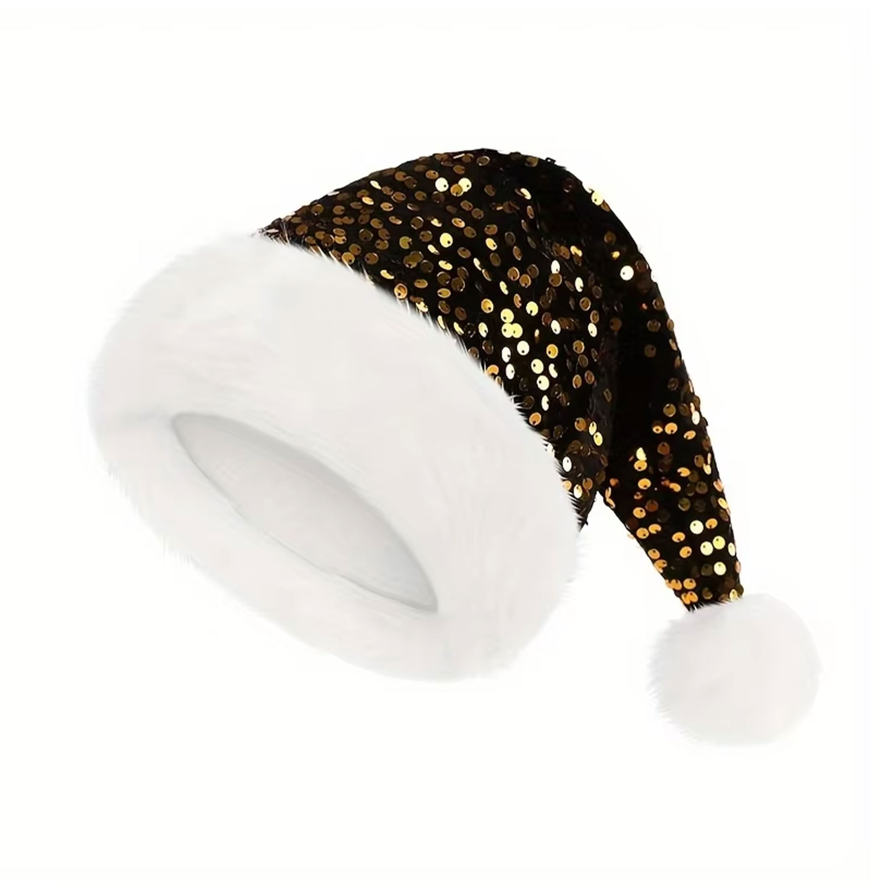 Plush Two-Tone Sequins Santa Hat 5
