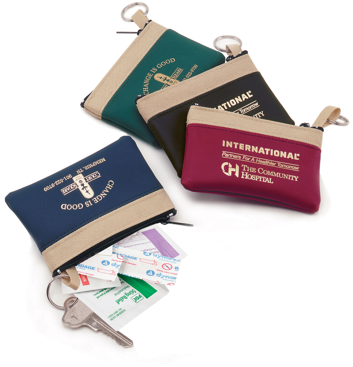 Key Ring Zippered First Aid Pouch (Standard Vinyl) 2