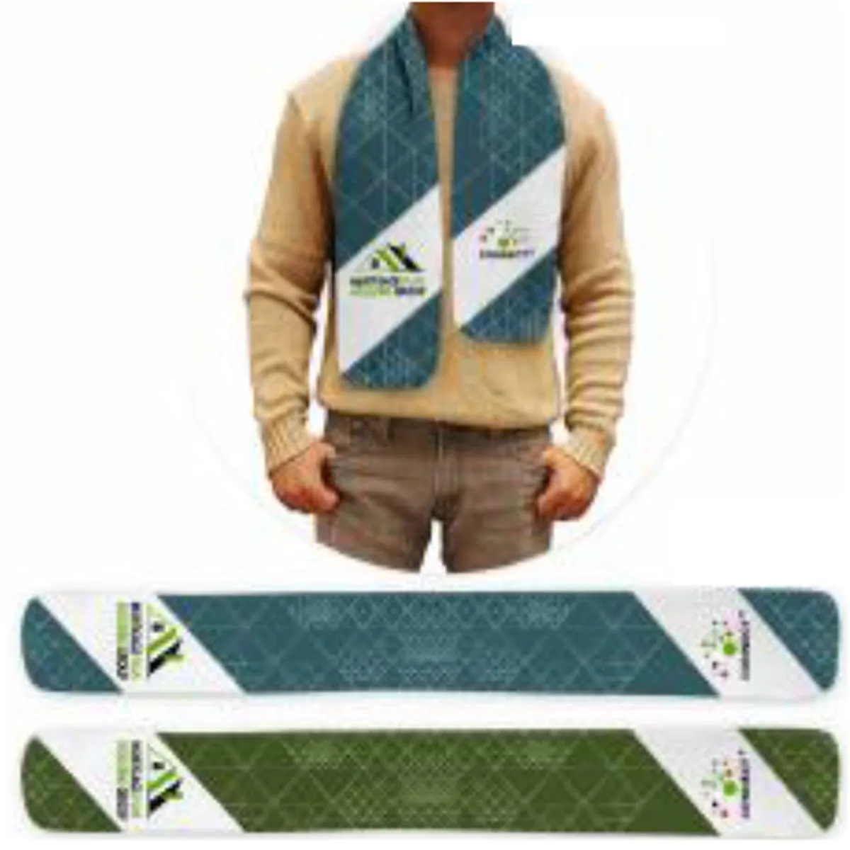 Sublimated Imported Econo 2-Tone Fleece Scarf, Front/Back 2
