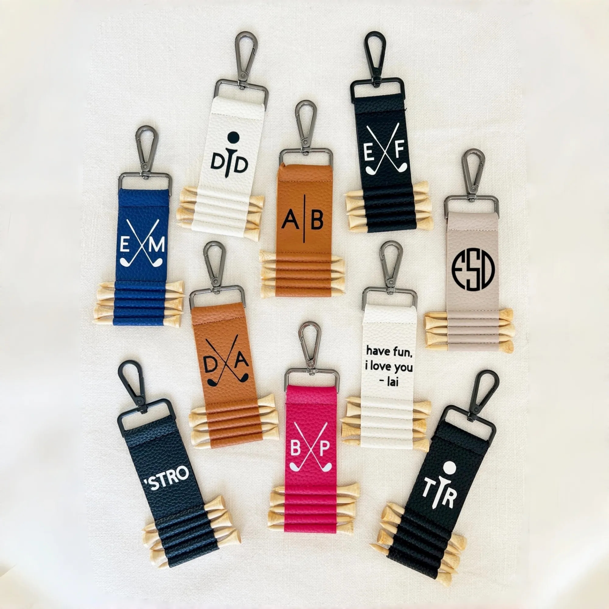 Personalized Leather Golf Tee Holder 15