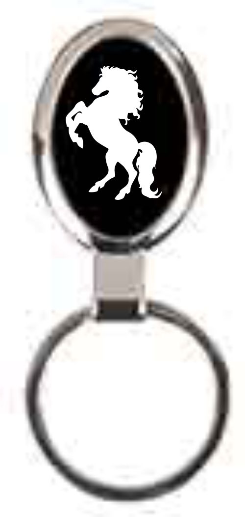 2 5/8" Black Oval Metal Keychain