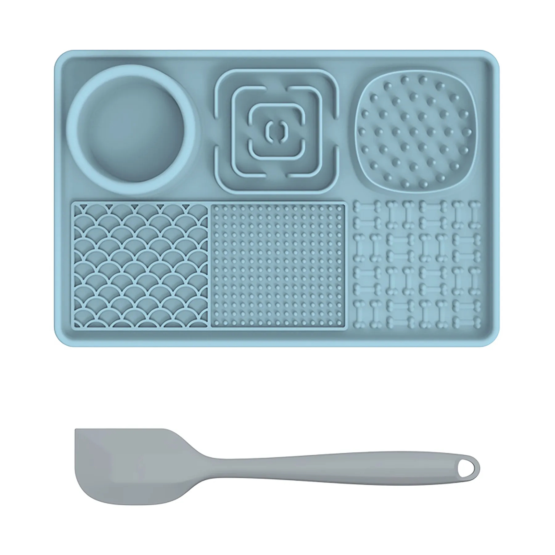 Silicone Rectangular Pet Licking Pad With Scraper 7