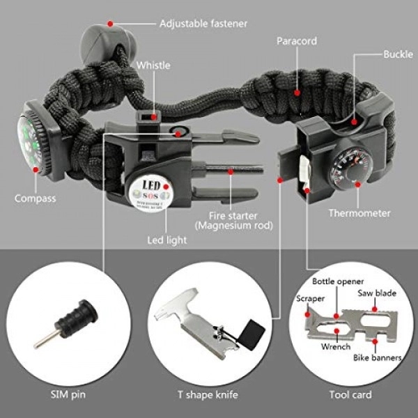 20 in 1 Outdoor Survival Paracord Bracelet 11
