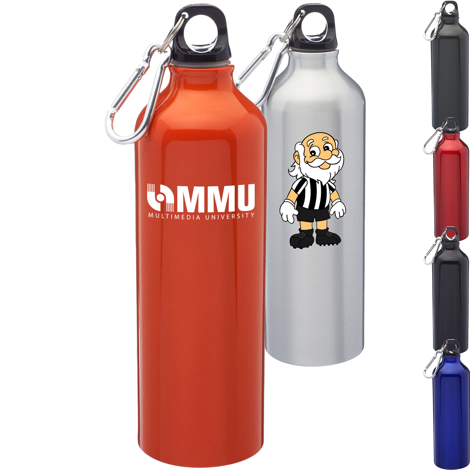 24 Oz. Aluminum Sports Bottle w/ Carabiner & Twist Cap, custom water bottle with logo imprint 2