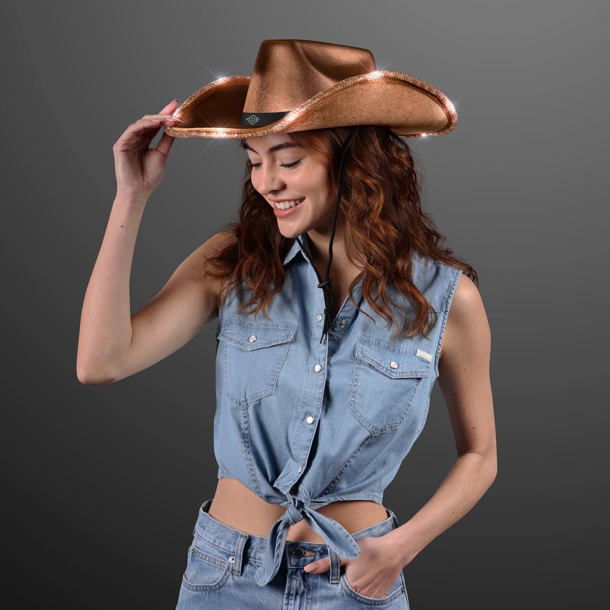 Deluxe Shiny Light Up Cowboy Hat with Black Band 13