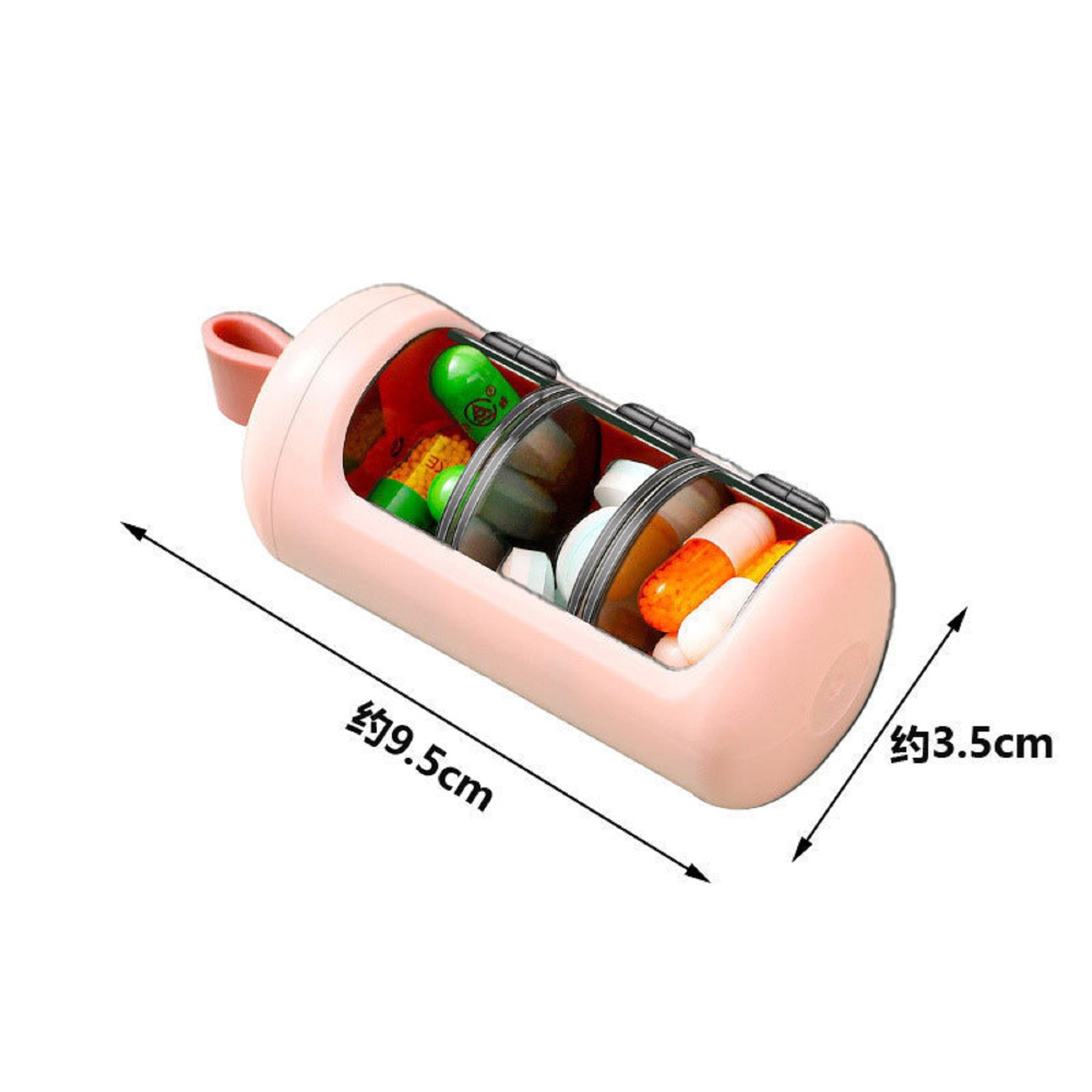 Portable Three-Compartment Windowable Pill Box 4