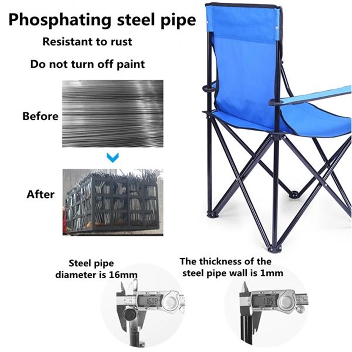 Portable Folding Chair with Arm Rest Cup Holder 2