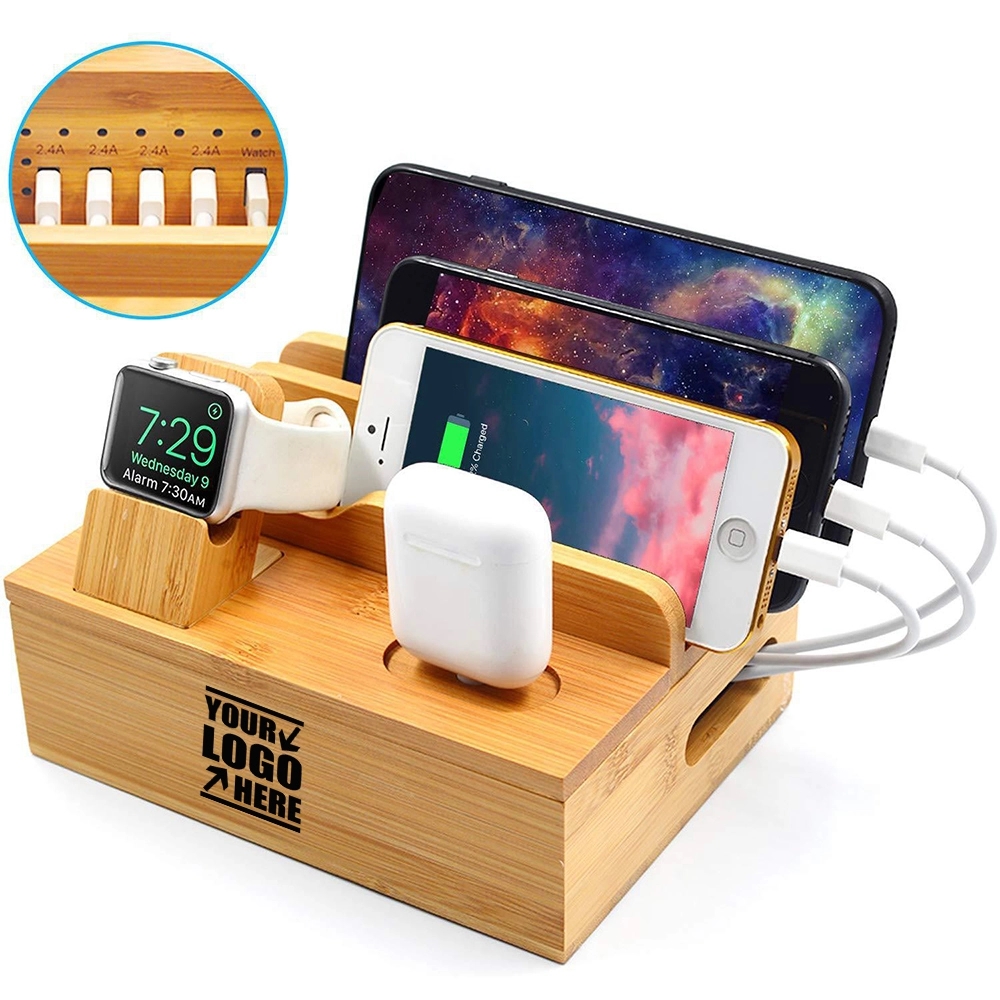 Bamboo Charging Station For Multi Device 3