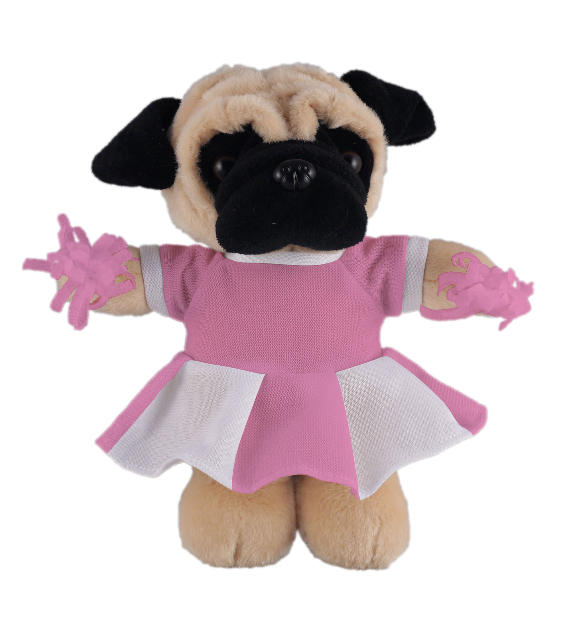 Soft Plush Stuffed Pug with Cheerleader Outfit
