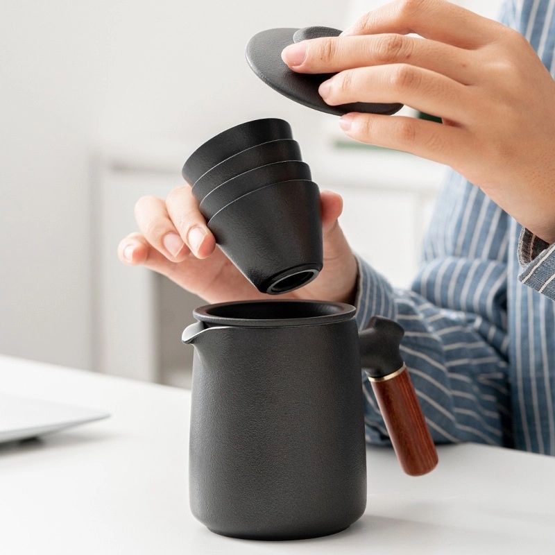 Custom Travel Ceramic Tea Pot Set 8
